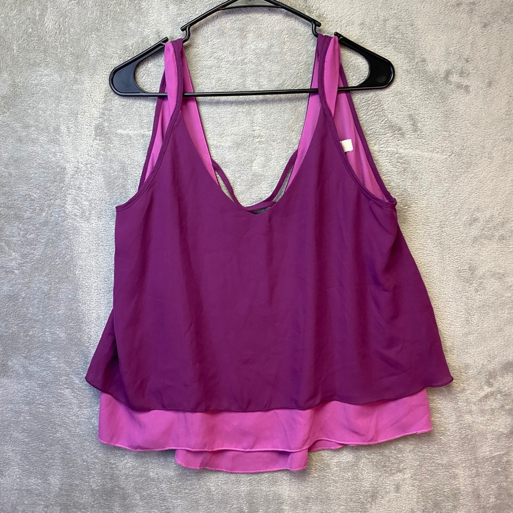 Nicki Minaj Purple Magenta Layered V-Neck Tank Top Crossover Back Size XL